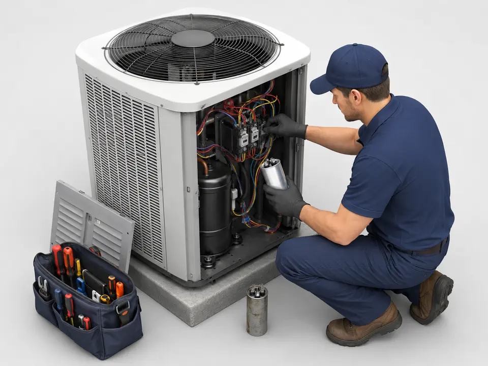 AC compressor capacitor and contactor repair before compressor replacement