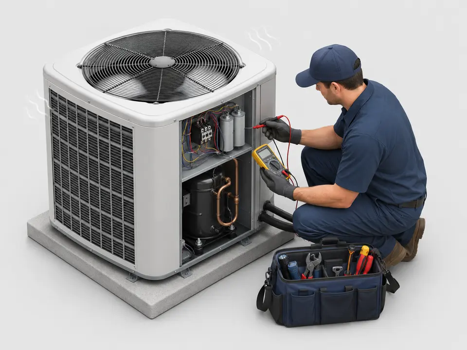 Technician diagnosing an AC compressor that is not starting