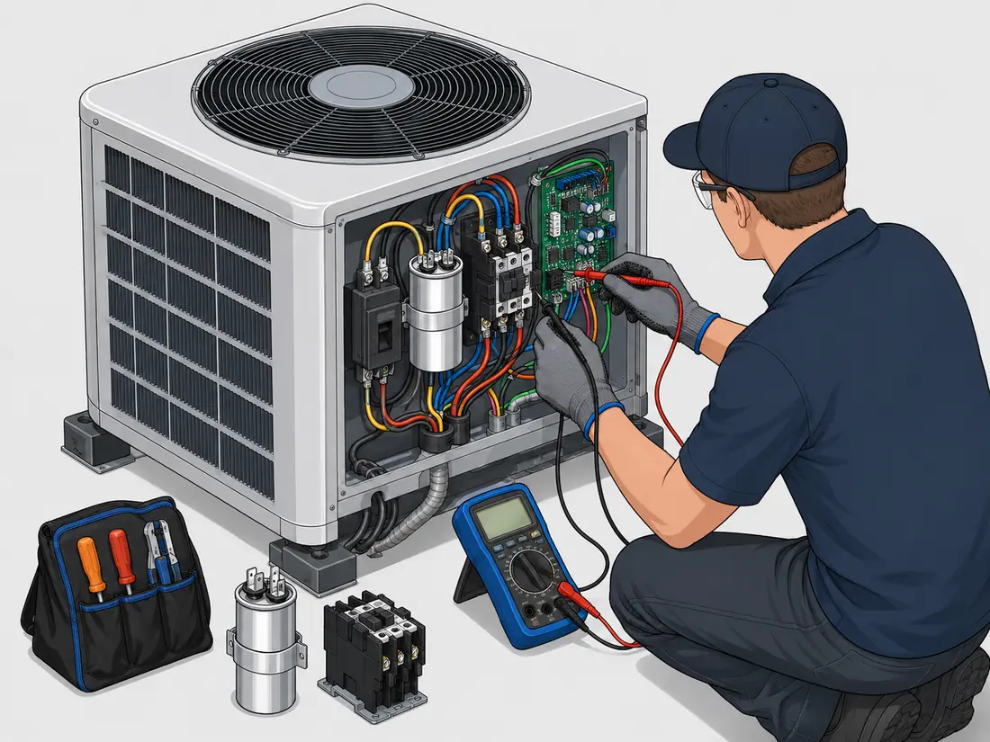 AC electrical capacitor and contactor repair