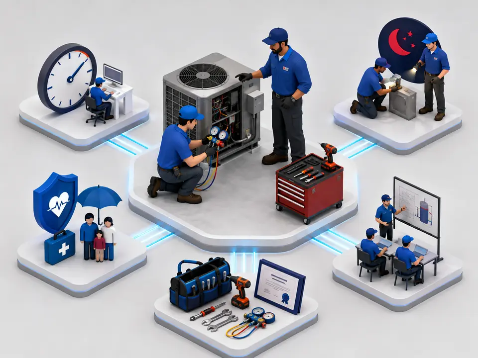 HVAC apprentice reviewing wages benefits tools and classroom training