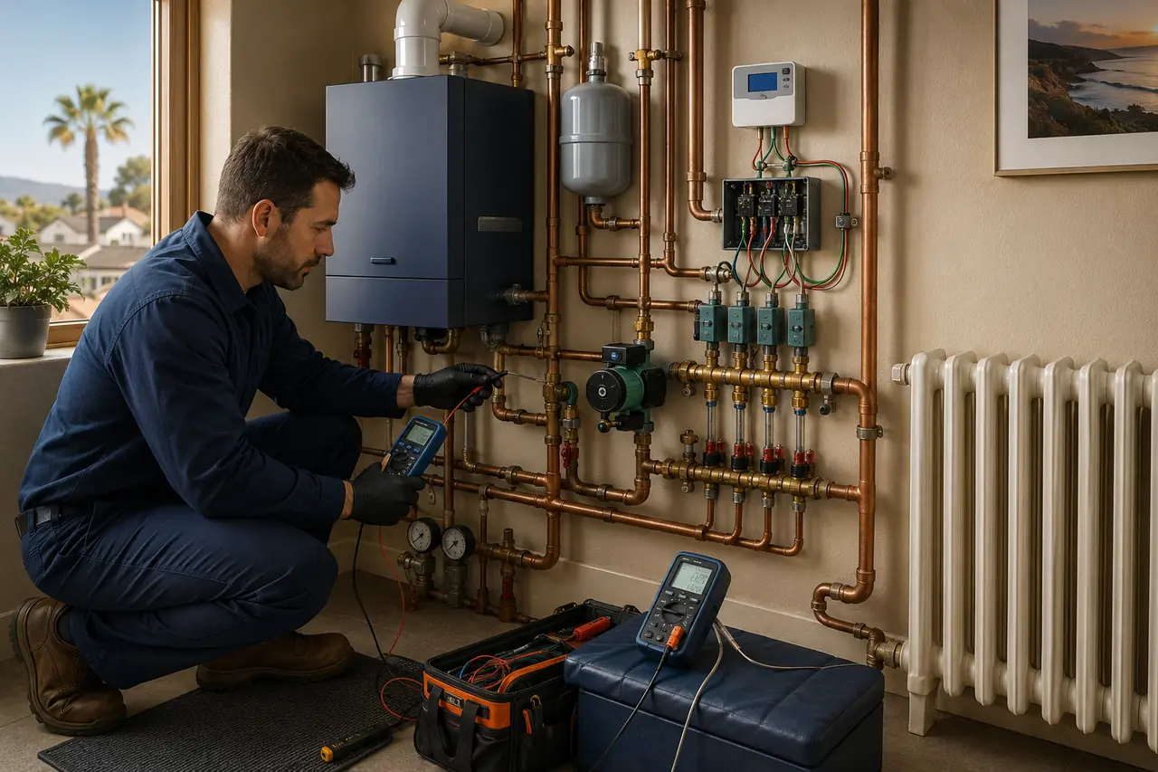 Boiler circulator pump zone control and radiator heat verification