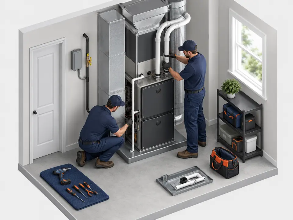 Professional high efficiency gas furnace installation