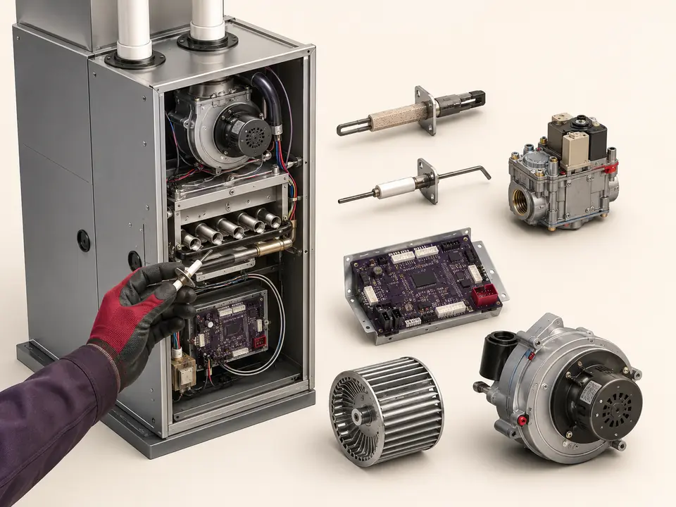 Common furnace components inspected during professional furnace repair