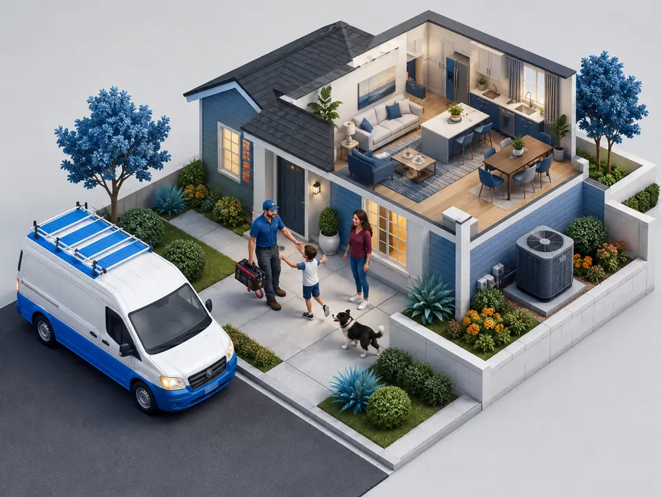 HVAC technician balancing steady work with personal and family time