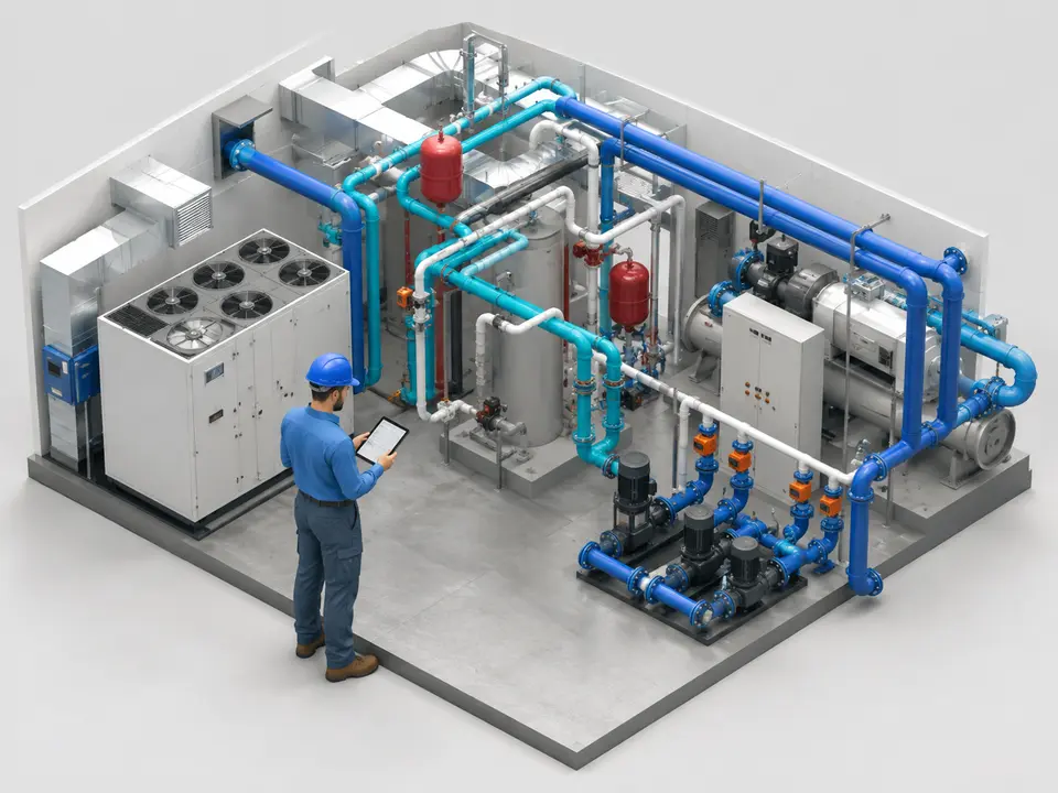 HVAC controls specialist programming a commercial building automation system