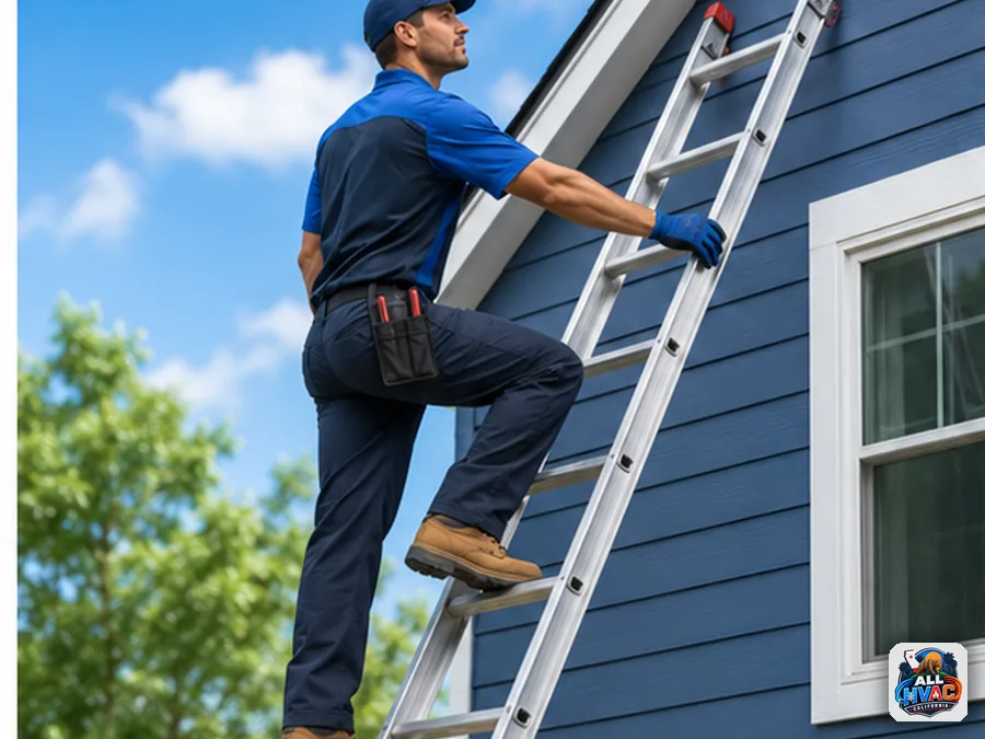 HVAC technicians using safe lifting techniques