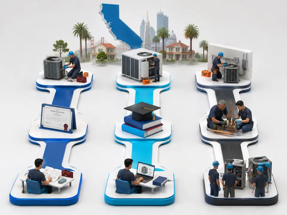 California student comparing HVAC certificate degree and apprenticeship timelines