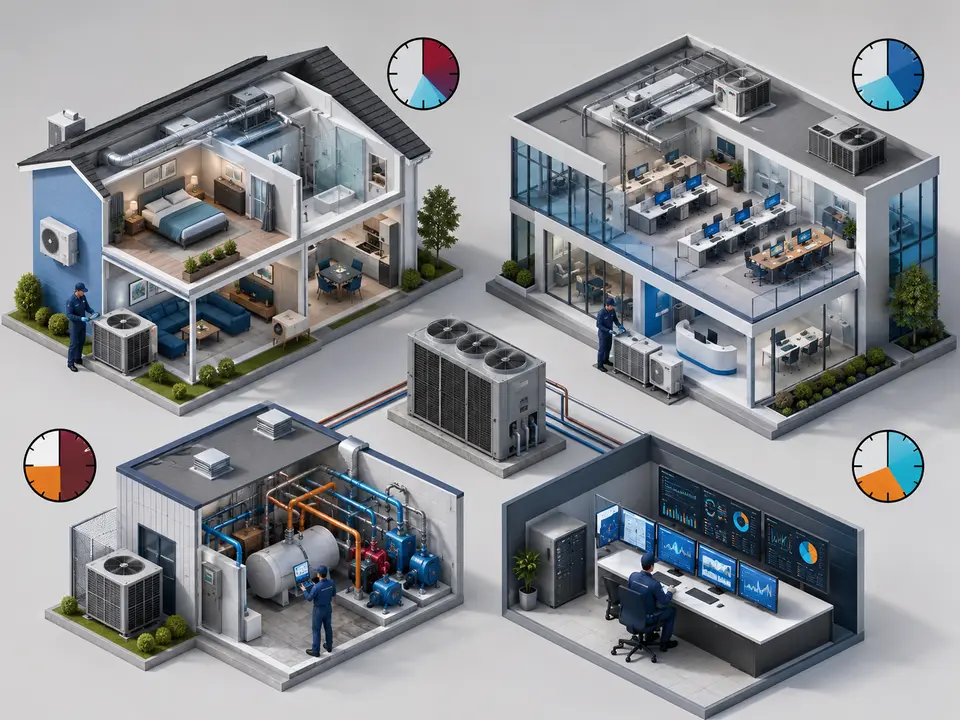 Comparison of HVAC service, installation, maintenance, and facilities schedules