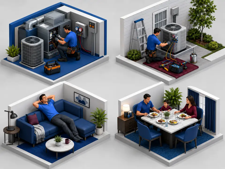 HVAC technician balancing side jobs with rest, family, and full-time work