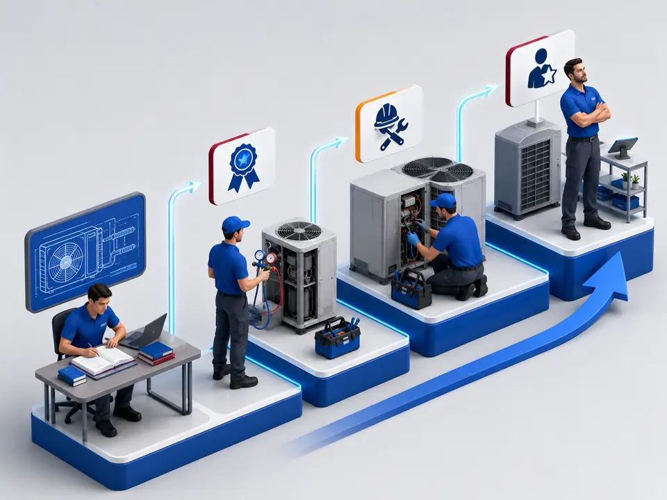 HVAC technician advancing into controls chiller refrigeration and leadership specialties