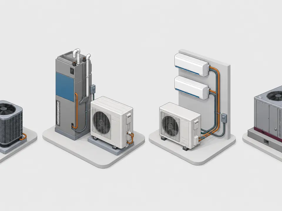 Comparison of furnace air conditioner heat pump ductless mini split and packaged HVAC systems