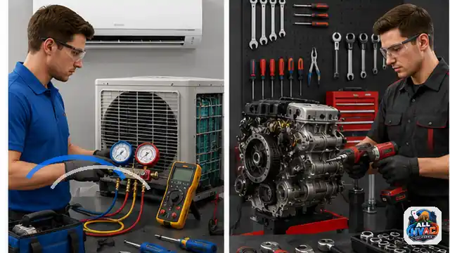 Animated comparison of HVAC and auto mechanic career work