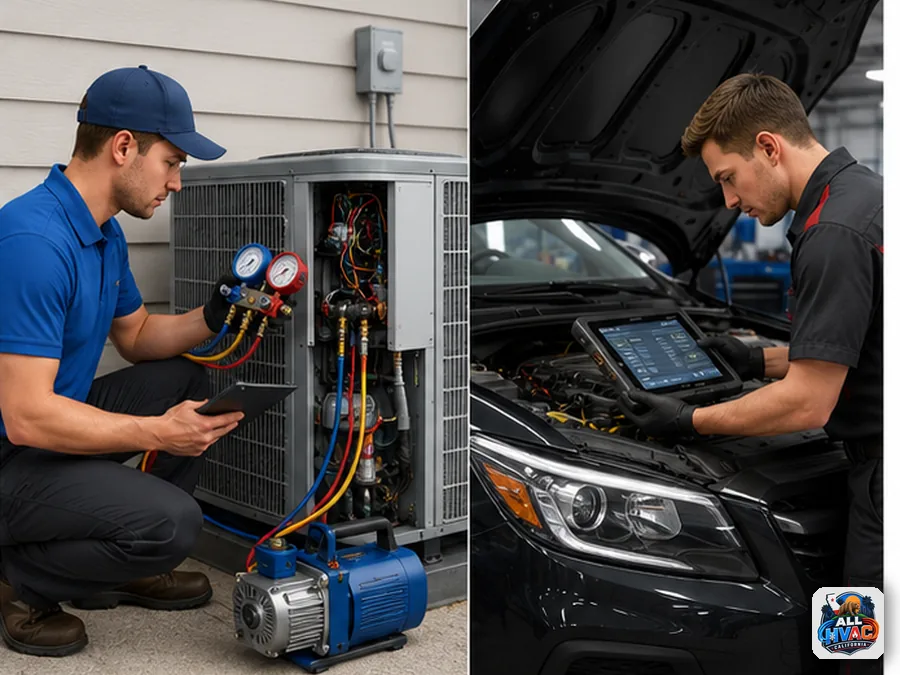 HVAC and auto mechanic training skills compared