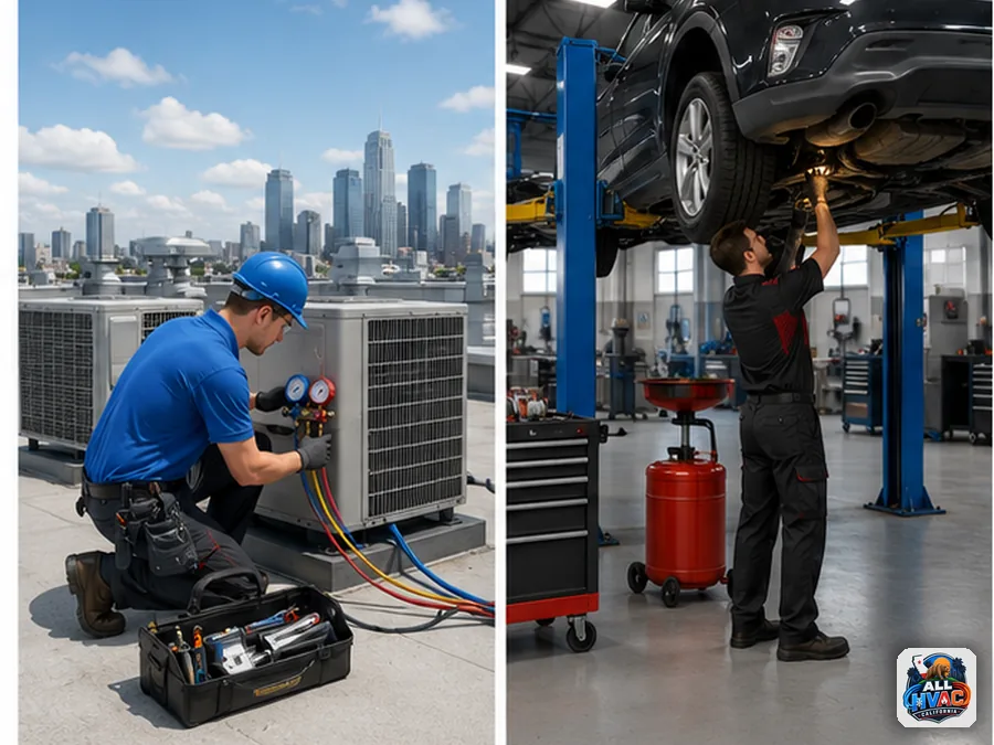 HVAC technician and auto mechanic work environments