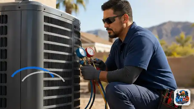Animated HVAC technician working across seasons