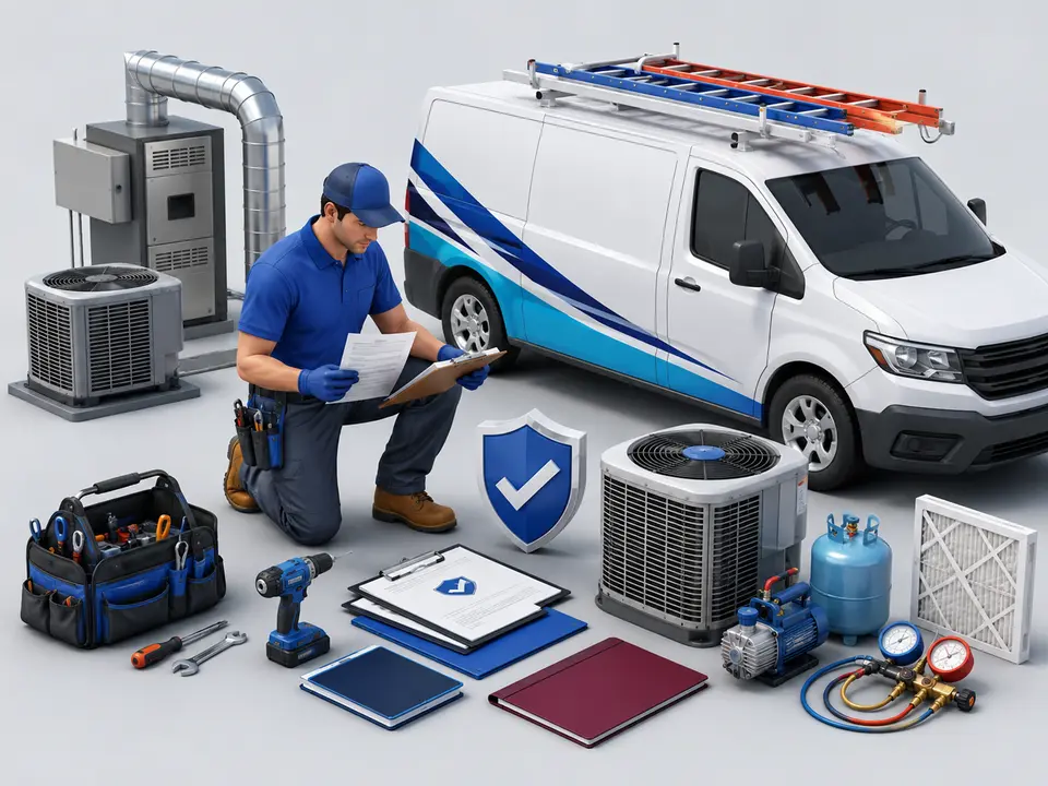 Licensed California HVAC contractor reviewing permits, insurance, and side business records