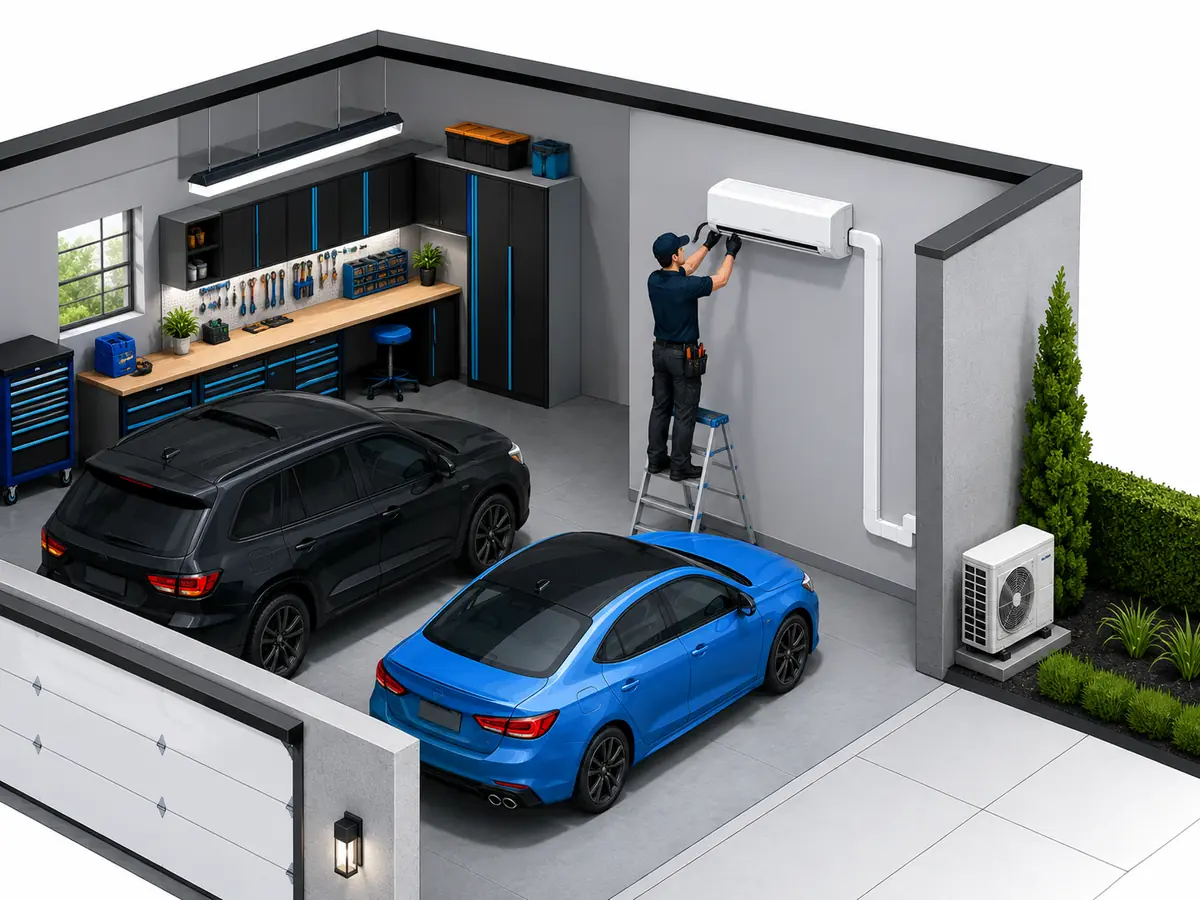 Four-zone ductless mini split system serving several rooms
