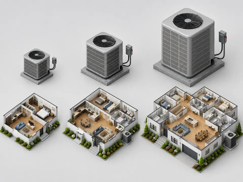 Residential HVAC systems showing common cooling tonnage sizes