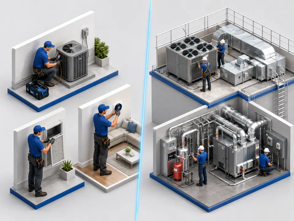 Comparison of simple HVAC maintenance tasks and licensed contractor work