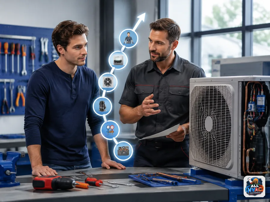 Adult reviewing an HVAC career change roadmap
