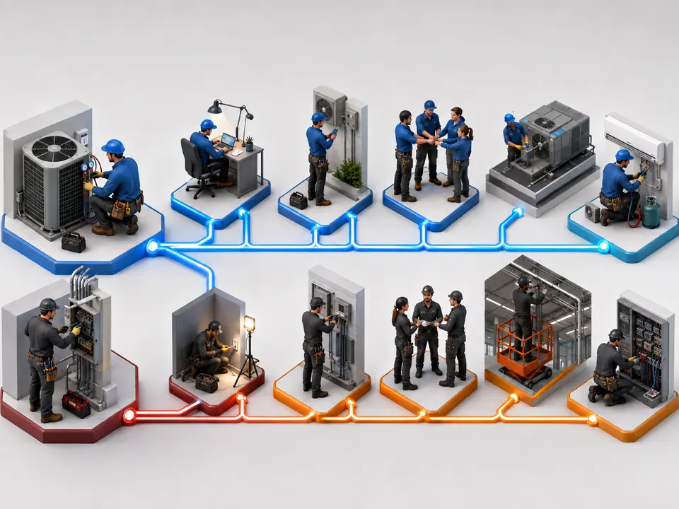 HVAC and electrician career paths leading toward higher skilled trade pay