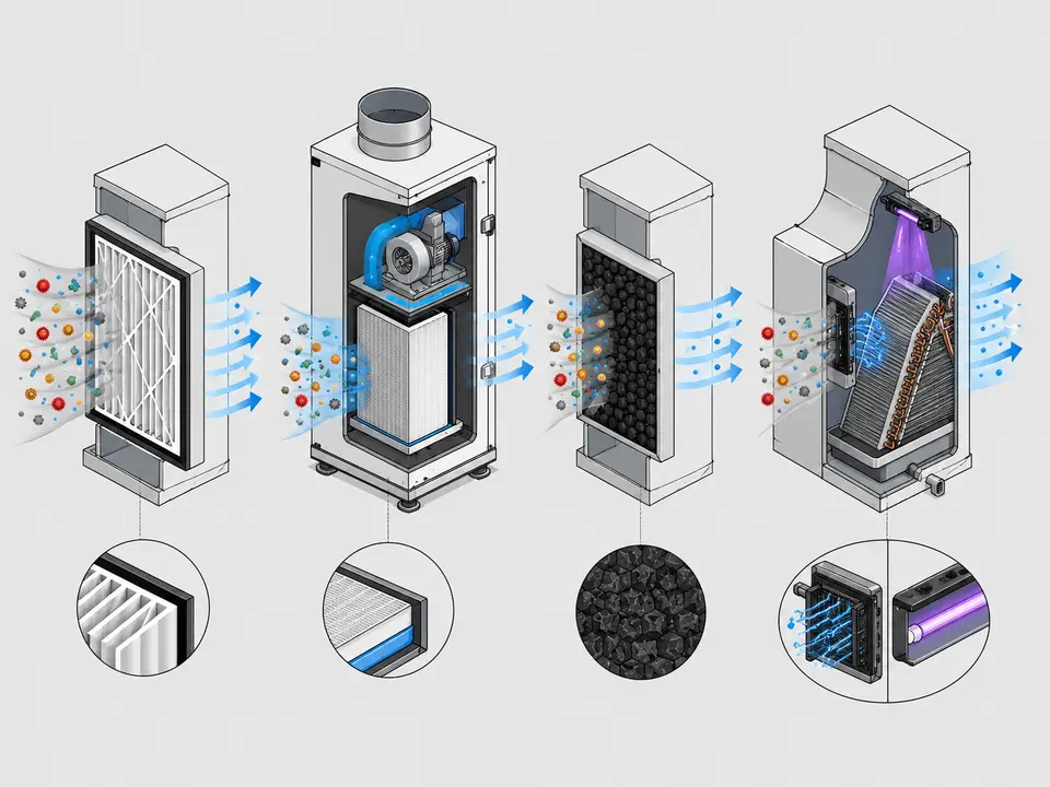 Media HEPA activated carbon electronic and UV air-cleaning technology options